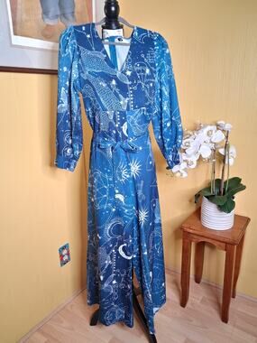 CoraMoon Whimsigoth Mythical Printed V-Neck Jumpsuit Celestial M